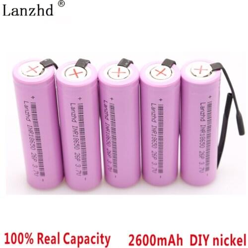 1-8PCS DIY 18650 Battery 3.7V INR18650 Nickel sheets 18650 Rechargeable Batteries Li ion 2600mAh for Remote control Tools