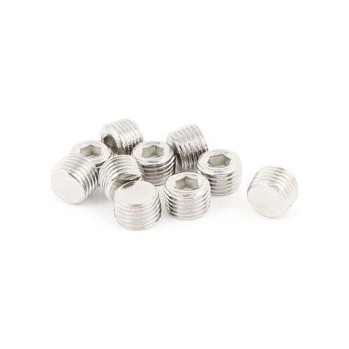 10Pcs Metal Internal Hex Head 1/4 PT Thread Pipe Cover Fitting
