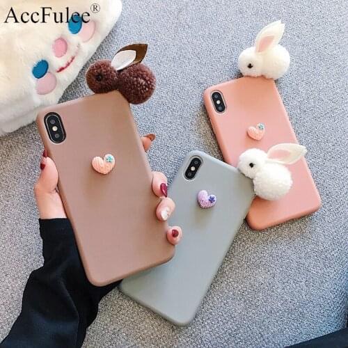 Cartoon Rabbit Fur Bunny Case For Huawei Honor 10 Lite 10i 20s 20i 20 Pro V9 V10 V20 V30 Play 3E Cute Lovely Heart TPU Cover