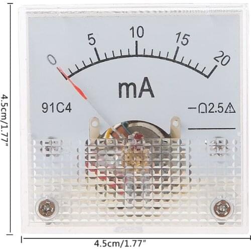 91C4 Ammeter DC Analog Current Meter Panel Mechanical Pointer Type 1/2/3/5/10/20/30/50/100/200/300/500mA Dropship