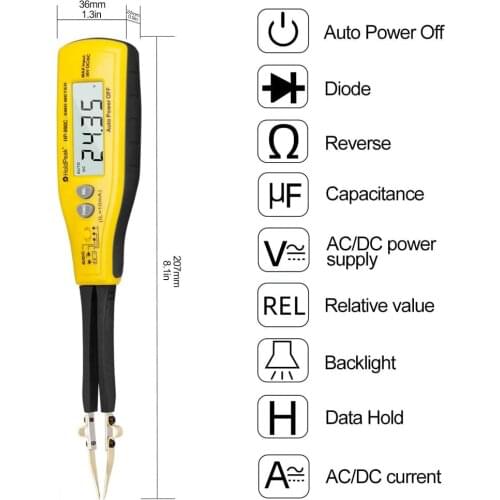 990C Smart SMD Tester Smart Tweezers Digital Multimeter RC Diode Auto Range Resistor Capacitor Battery Tester with Carry Box
