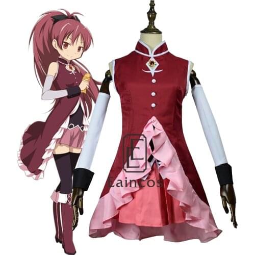 Anime Puella Magi Madoka Magica Sakura Kyoko Cosplay Party Costume Customized Size Free Shipping