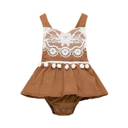 Summer Sleeveless Newborn Baby Girls Bodysuit Dress Tutu Backless Clothes Outfit