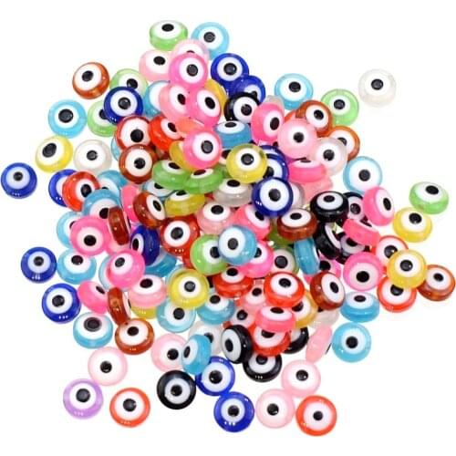 50pcs/Lot 9*5mm Oval Shape Spacer Beads Evil Eye Beads Stripe Resin Spacer Beads For Jewelry Making Bracelet Necklace Charms diy
