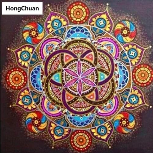 Fast Delivery Colorful Mandala 5D DIY Square/Round Diamond Painting Mosaic Cross Stitch Home Decoration Mural New Year Gift