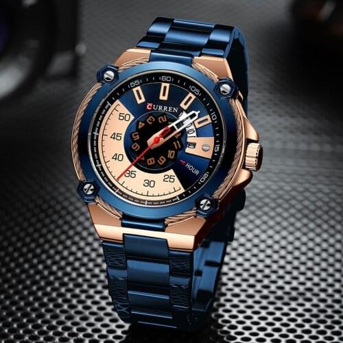 Curren Watch Men 2019 Luxury Brand Big Dial Male Watches Military Stainless Steel Sport Mens Wristwatch Relogio Masculino 2019