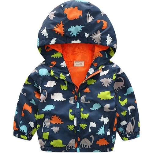 Childrens Clothing Boys Wear Jacket Waterproof Windproof Children Outerwear Sport Jacket For Girls Cartoon Dinosaur Print Coat