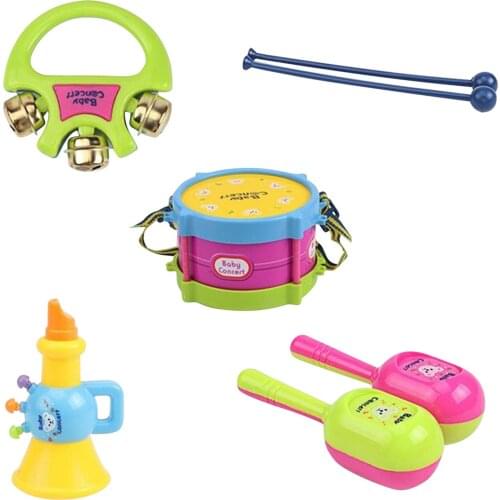 Toddler Musical Instrument Toy Drum Set Boy Girl Drum Trumpet Player Bell Set