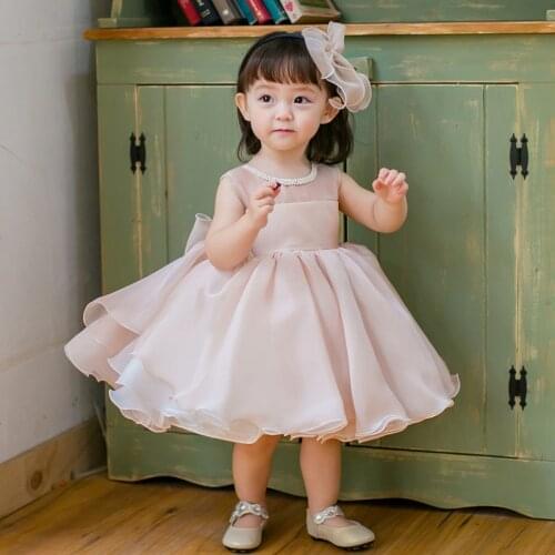 2021 Infant Baptism Baby Girls Beading Dresses Christening Gowns Newborn Babies Clothes Princess 1 Years Birthday Dress for Baby