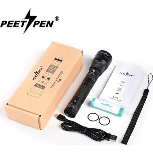 LED Zoom Flashlight 1500 Lumens USB Rechargeable Flashlight IPX6 Waterproof Tactical Torch With 18650 Battery for Camping