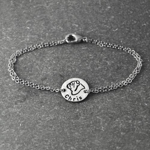 Bulldog bracelet, Personalized Dog Bracelet ,alloy Dog Pendant, Personalized Pets name, Dog Lover Gift, dog bracelet