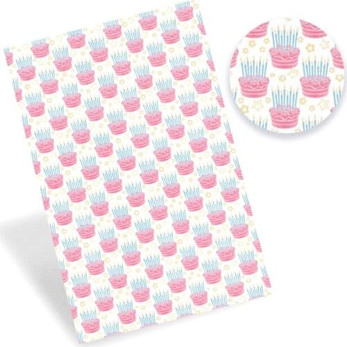 Xugar 22*30cm Faux Synthetic Leather Fabric Sheet For Birthday Cartoon Printed PU Leather DIY Bows Craft Apparel Home Textile