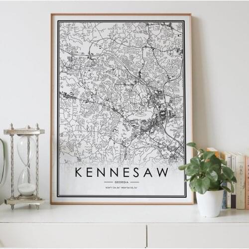 Kennesaw Georgia GA USA city map Nordic Living Room Decoration Canvas Poster Modern Home Decor Art Print Painting