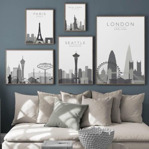 Paris London New York Las Vegas City Wall Art Canvas Painting Nordic Posters and Prints Pictures for Living Room Decoration