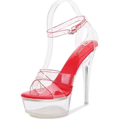 The clubs chunky crystal heel car model catwalks the stiletto heels, 14 cm model stage performance dance shoes