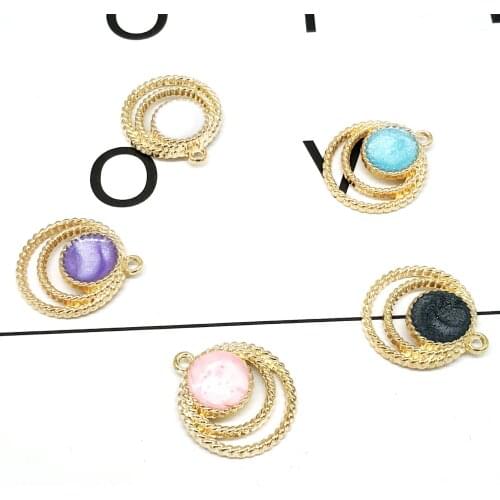 10pcs/lot Enamel Pearlescent Color Round Charms DIY Jewelry Headwear Earrings Hanging Parts Simple Fashion Pendants 19*22mm