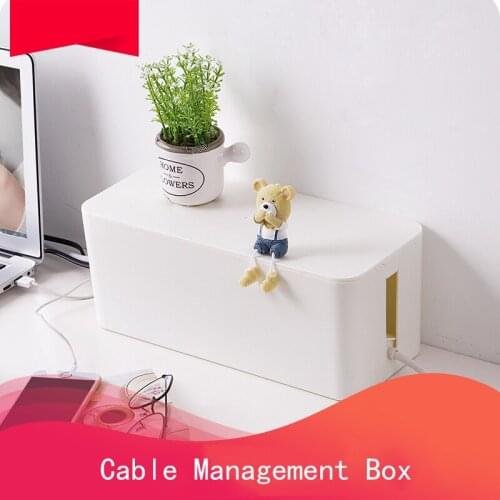 Cable Management Box Power Strip Cover, Cord Organizer Box Wires Hider for Power Strips, Surge Protectors, Chargers, Adapters