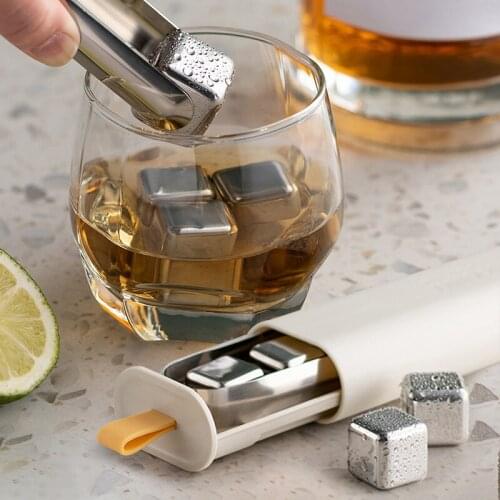 New Stainless Stone Ice Cubes Reusable Home Stainless Steel Wine Cube Keep Ice Cold Longer Chilling Rock Party Bar Cooling Tool
