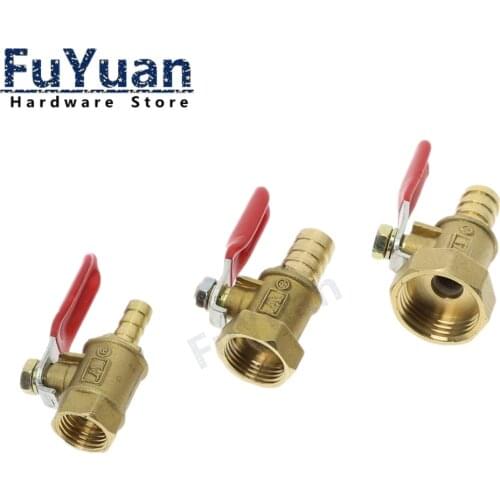 Brass Barbed ball valve 4-12 Hose Barb 1/8'' 1/2'' 1/4'' Female Thread Connector Joint Copper Pipe Fitting Coupler Adapter