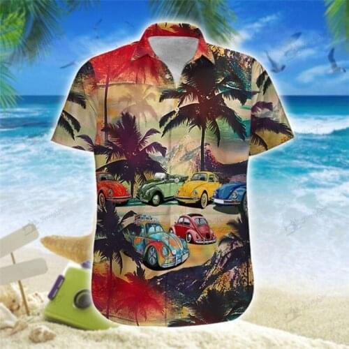 2021 Summer Quality Harajuku Beach New Arrival Men Short-Sleeve Casual Anime Shirt Blouse Loose Surfing Hawaiian-shirt