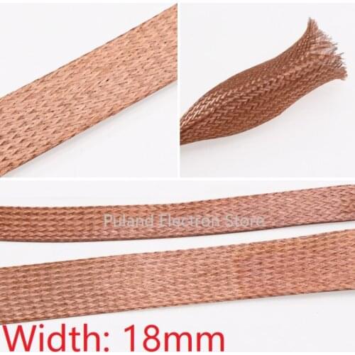 Width 18mm Copper Braided Cable Sleeve Anti Interference Wire Wrap Signal Shield Protector Audio Power Line Screen Metal Sheath