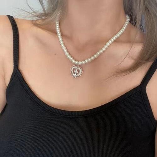 Fashion Chain Pearl Necklace For Women Baroque Pearl Metal Charm Pendants Bead Chain Jewelry Gifts