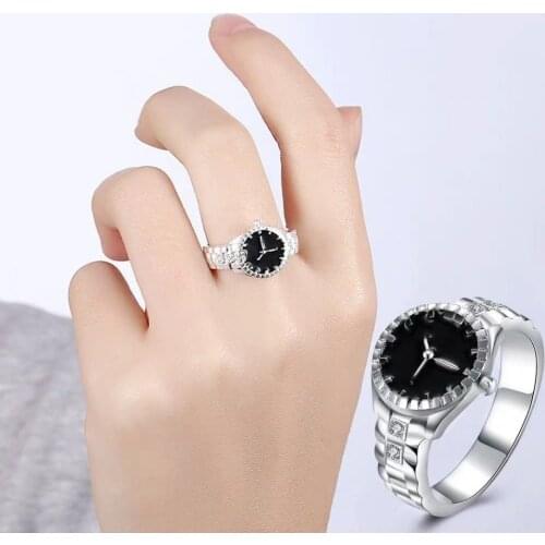 Fashion Creative Watch Ring Size 6-10 Women Men Rings Creative Watch Shaped Design Rings Women Men Jewelry Wholesale