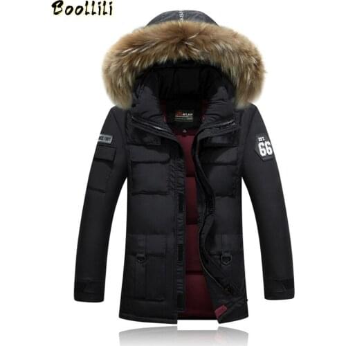 Boollili 2020 Casual Fur Collar Hooded Mens Jackets Winter Coat Men White Duck Down Jacket Warm Parka Casacos Masculino