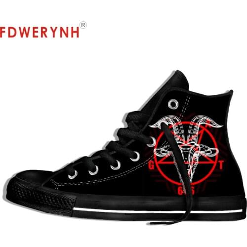 Mens Canvas Casual Shoes Pentagram Band Rock Pop Band Metal Music Customize Pattern Color High Top Lace Up Lightweight Shoes