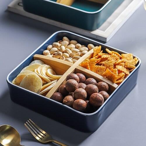 MUZITY Ceramic Nut Serving Platter Candy Snacks Server Dish Party Christmas Dry Fruits Plate Food Storage