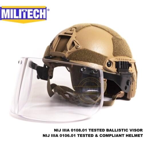 MILITECH Coyote CB OCC Liner Set NIJ IIIA FAST Bulletproof Helmet and Visor Set Ballistic Helmet Ballistic Bullet Proof Mask