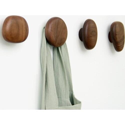 Cobblestone Solid wood Wall hanger Wall hanging Coat rack wooden hook wood Hooks Black walnut Home accessories