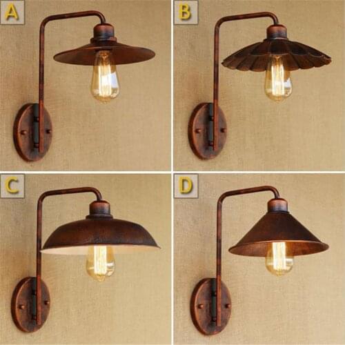 Retro Rustic lampshade Wall Lamps E27 Base Vintage Industrial Wall Lamp Decoration Iron lampara pared Wall Light Fixture