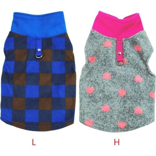 Pet Clothes for Dogs Autumn Winter European American Fleece Vest Gray Heart-Shaped Coffee Blue Grid