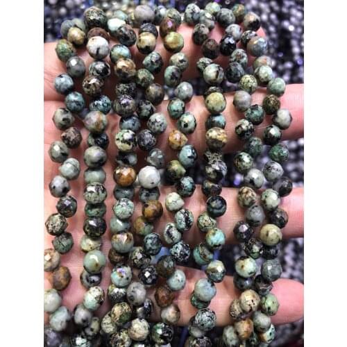 Wholesale 2string of 15.5" 100% Natural African Turquoise Bead 6mm Faceted Round Tear Drop Gem Stone Loose Beads for Jewelry