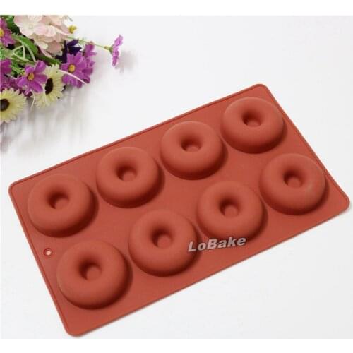 Food grade 8 cavities round doughnut shape silicone moldes chocolate fondant pudding jelly moule a gateau DIY baking tools