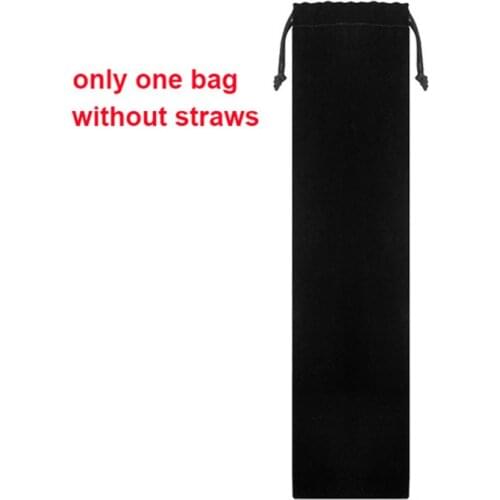 1pc Metal Straw Plastic Glass Drinking Straws Bag Black Bags