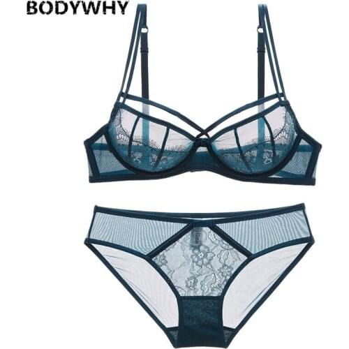 Sexy Lingerie Ultra-thin Bra Suit Transparent Lace Mesh Breathable Transparent Embroidery Thin Cup Style Comfortable Fabric