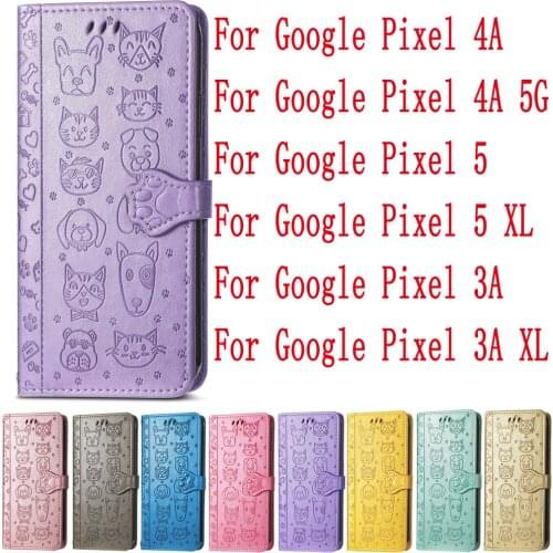 Sunjolly Leather Case Flip Card Wallet Stand Cover coque For Google Pixel 4A 4A 5G 5 5 XL 3A 3A XL