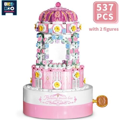UKBOO 537PCS Wedding Rotating Music Box Model Building Blocks Romantic Friend Bricks Construction Toys for Children Girl Gifts
