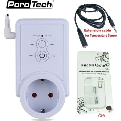 GSM Power Plug Socket With Extension Cable/Temperature Sensor Russian English SMS Remote Control Smart Wall Switch Outlet