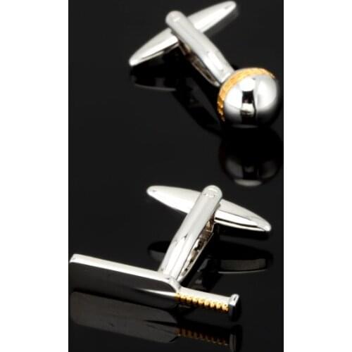 High Quality Cuff Button Retail Gold Colour Novelty Ice Hockey Sport Style Copper Material Men Cuff Button Wholesale jewelry