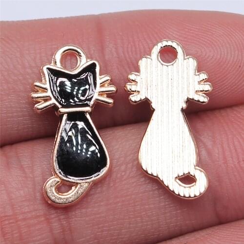 WYSIWYG 5pcs 3 Colors Enamel Cat Charm Pendant DIY Handmade Jewelry Accessories KC Gold Color 12x20mm