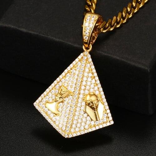 Ladies Necklace Pyramid Triangle Pendant Iced Out Bling Necklaces Pendant For Men Hip Hop Jewelry Fashion Women Gift