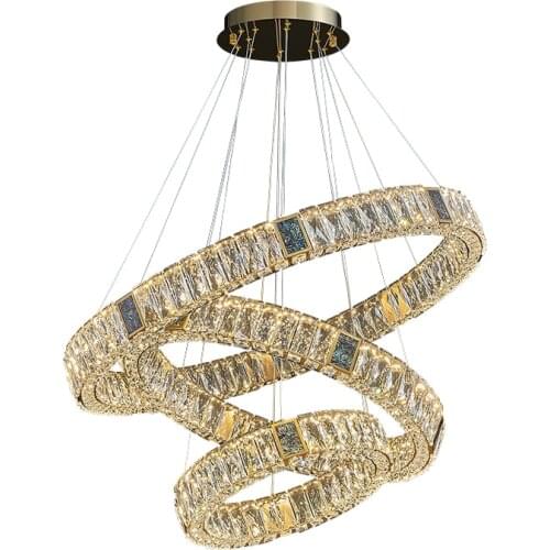 Golden Chrome Colorized Crystal Round Oval Designer LED Chandelier Lighting Lustre Suspension Luminaire Lampen For Dinning Room
