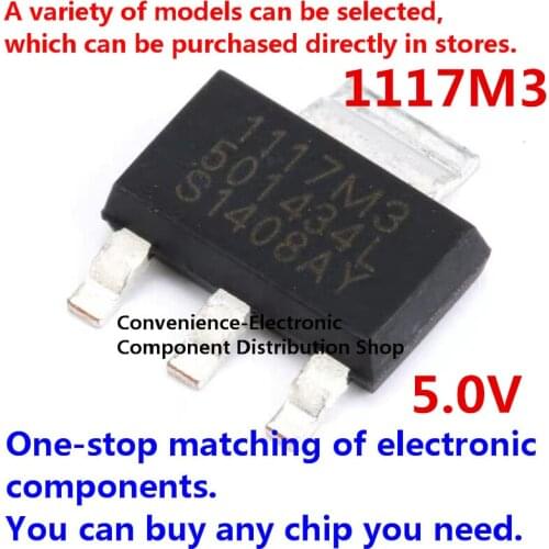 10PCS/PACK 1117M3 SMD 1117M3-5.0V 5V Patch SPX1117M3-L-5.0/TR three-terminal voltage regulator LDO 800mA3.3V SOT-223