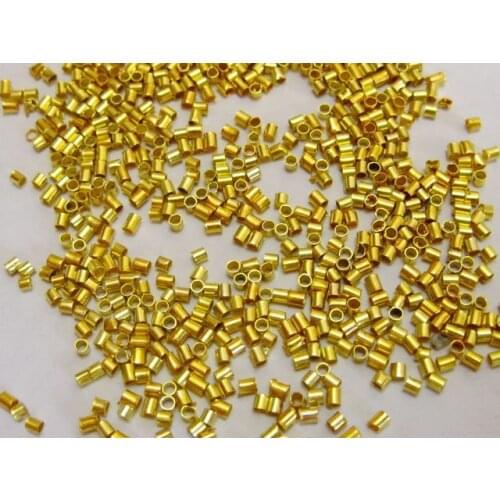 2000pcs Golden Plated Tube Crimp End Beads Findings 2mm
