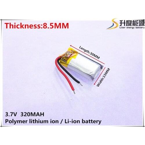 3.7V,320mAH,[851530] PLIB; polymer lithium ion / Li-ion battery for GPS,mp3,mp4,mp5,dvd,bluetooth,model toy