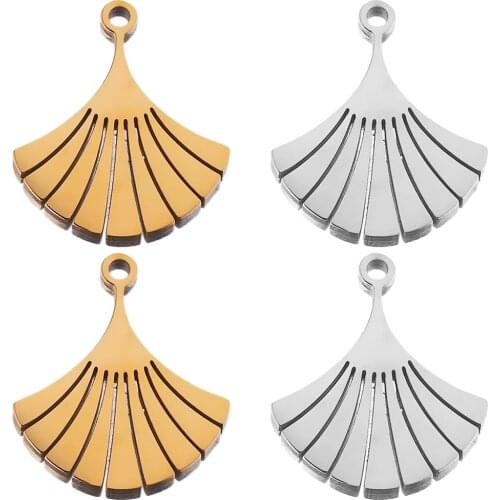 5pcs/lot Gold Stainless Steel Chinese Style Palace Fan Earrings Dangles Charm for DIY Jewelry Making Bulk Items Wholesale Crafts