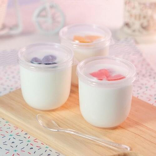 50pcs Disposable Bake Cup Round Mousse Cup Pudding Jelly Tiramisu Dessert Transparent Cup 200ml Yogurt Plastic Cups With Cover